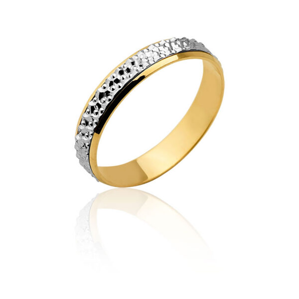 Par de aliança diamantada Ouro maciço CN43 (4mm)