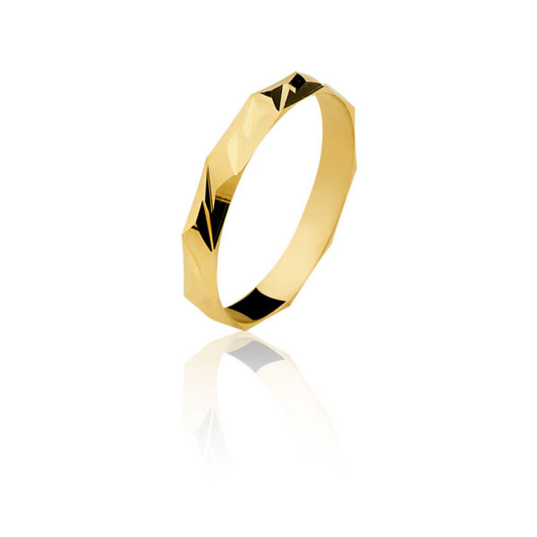 Par de aliança diamantada Ouro maciço CN19 (3mm)