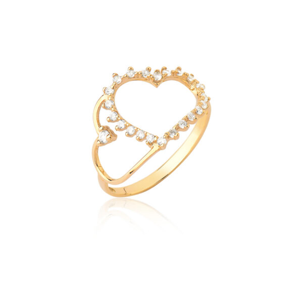 Anel Ouro maciço Corações Transpassado