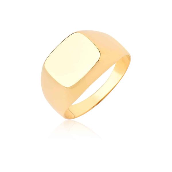 Anel Ouro maciço sinete quadrado