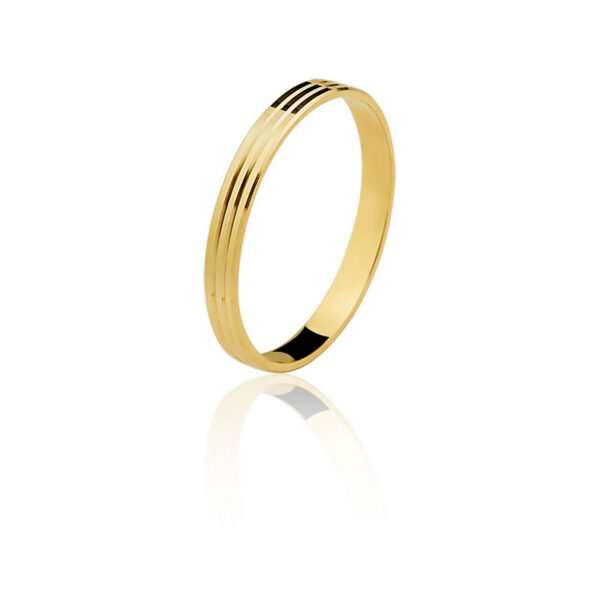 Par de aliança diamantada Ouro maciço CN18 (2,5mm)