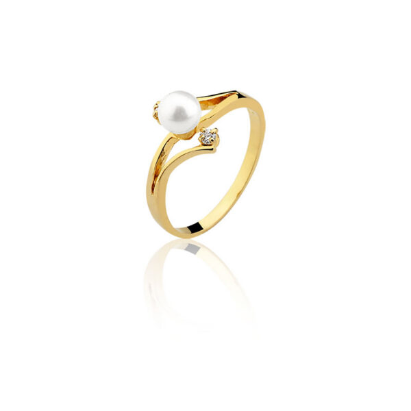 Anel de pérola Ouro maciço com pedras AC05