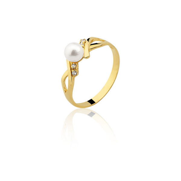 Anel Ouro maciço de pérola com pedras AC06