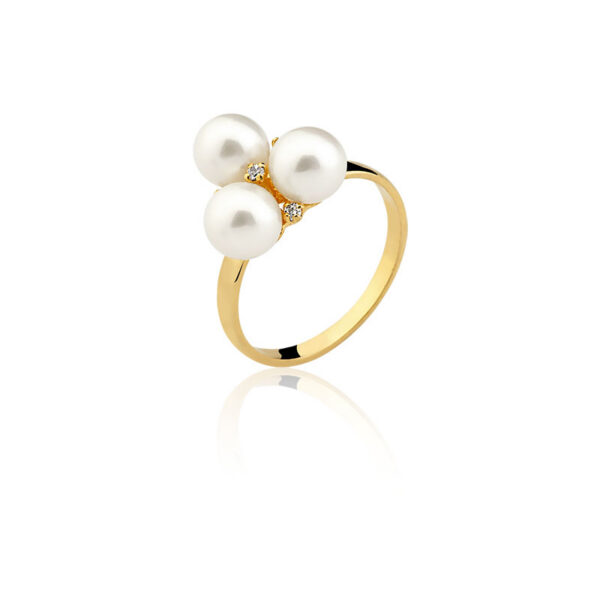 Anel de pérola Ouro maciço com pedras AC10