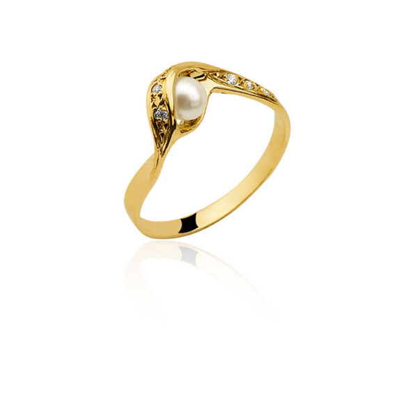 Anel de pérola Ouro maciço com pedras AC11