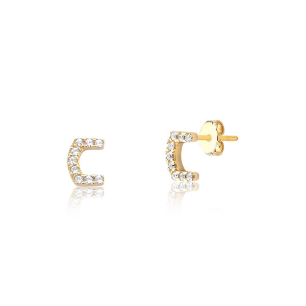 Brinco Letra C Ouro Maciço