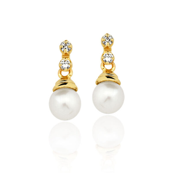 Brinco de pérola Ouro maciço com pedras BC05