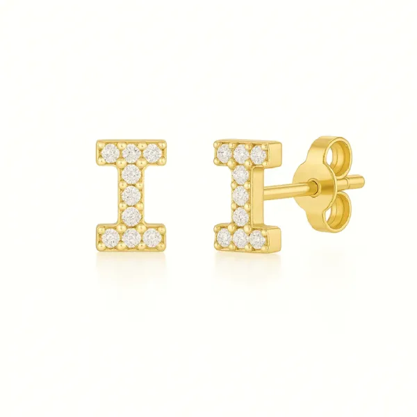 Brinco Letra I em ouro 18K (par)