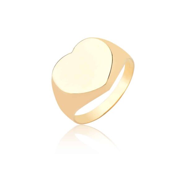 Anel Ouro maciço Sinete Coração