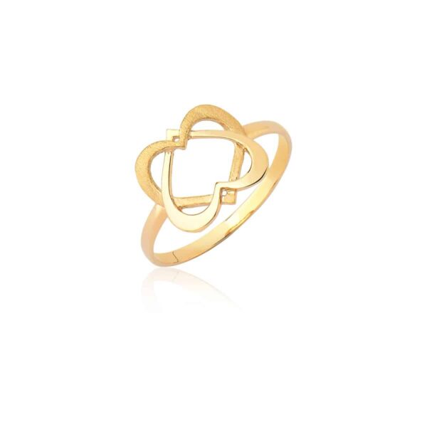 Anel Ouro maciço Corações Entrelaço