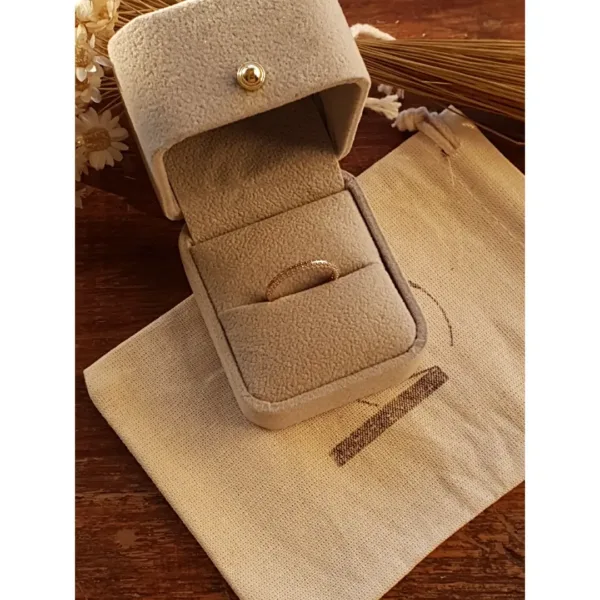 Aliança com 2 carreiras de pedras em ouro maciço