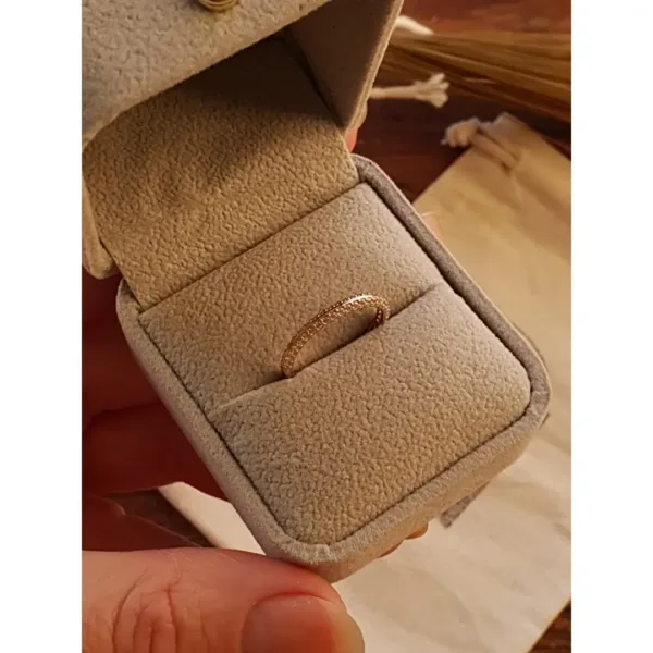 Aliança com 2 carreiras de pedras em ouro maciço