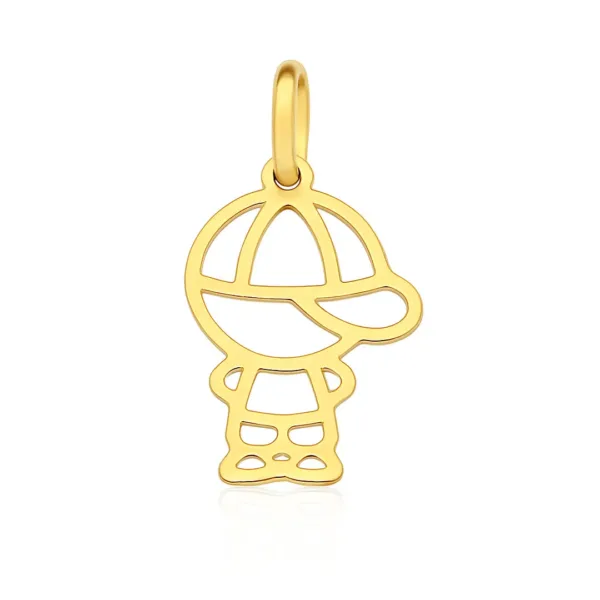 Pingente Menino com boné 16mm em Ouro Maciço