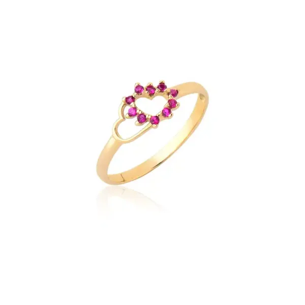 Anel corações V Ouro Amarelo maciço